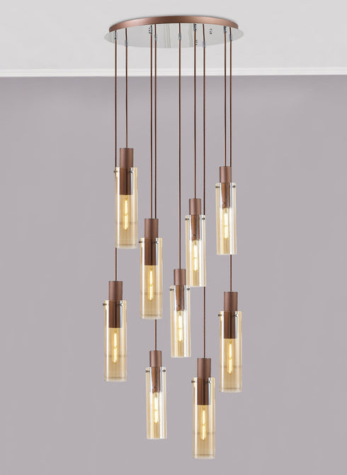 Brooks Slim Round Pendant 9 Light